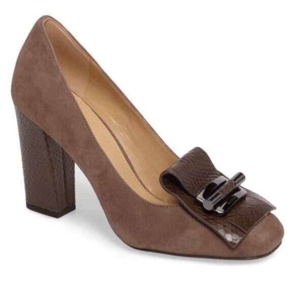 *MICHAEL Michael Kors Gloria Kiltie Suede Leather Pumps Womens 7M Brown Career - Picture 2 of 8